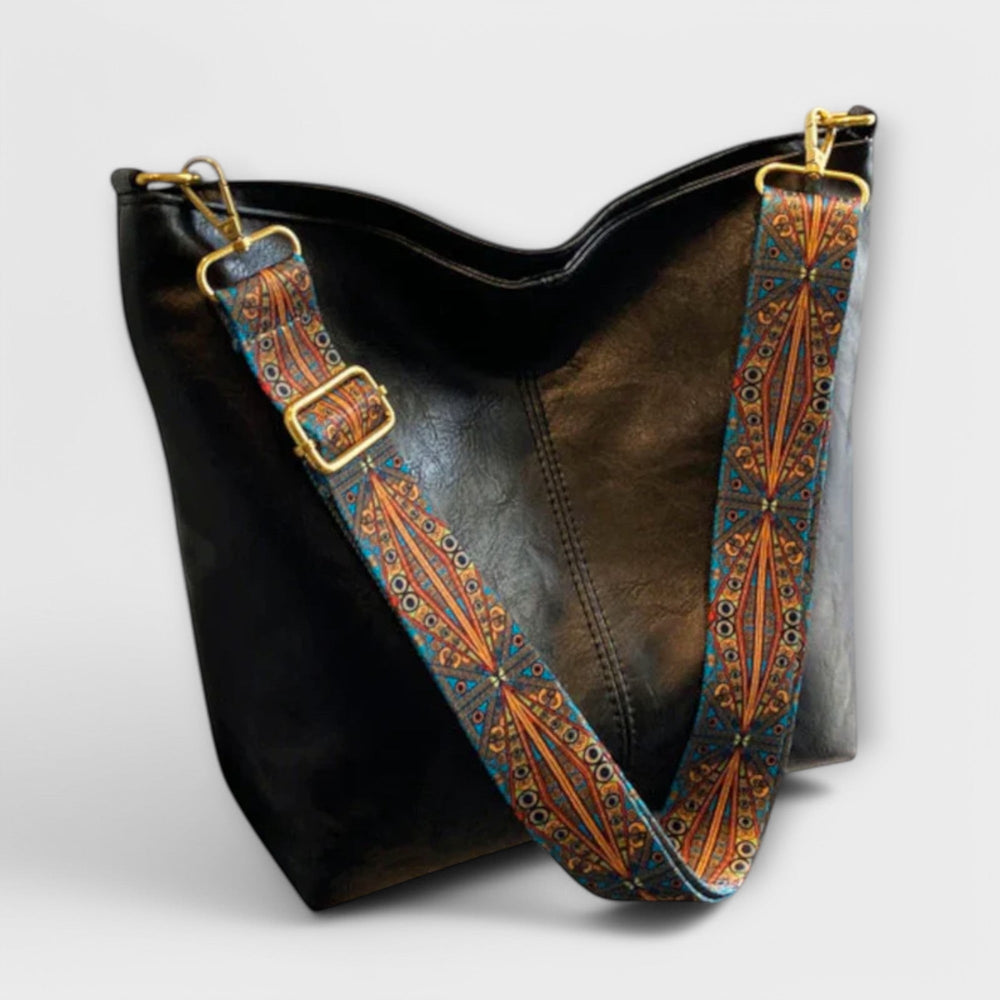 Women's Vintage Shoulder Bag in Green and Beige