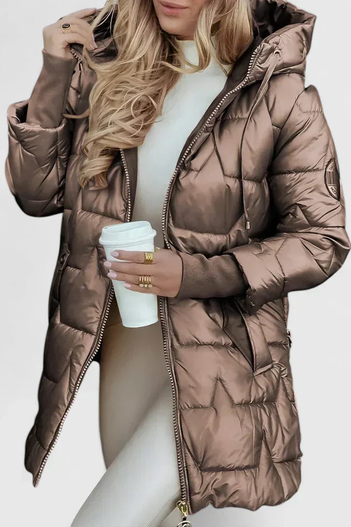 Women's Long Coat in Beige, Brown, Black or Gray