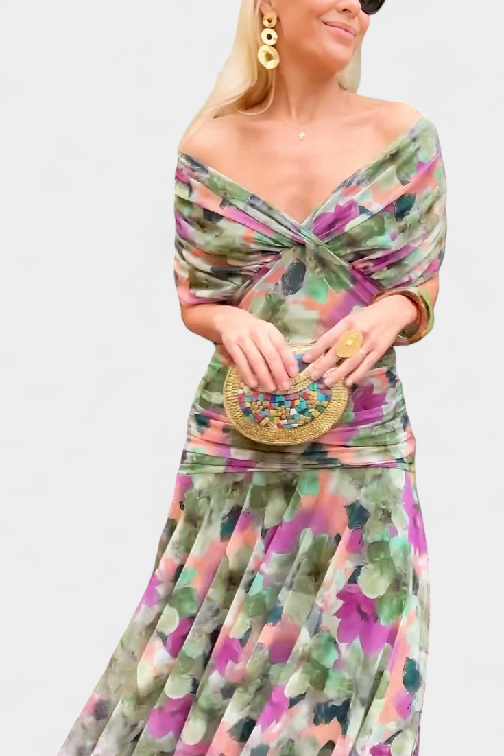 Dawn™ | Long Floral V-Neck Dress