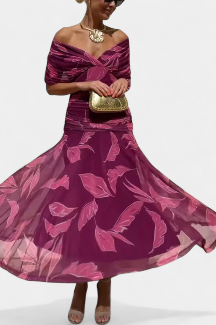 Dawn™ | Long Floral V-Neck Dress