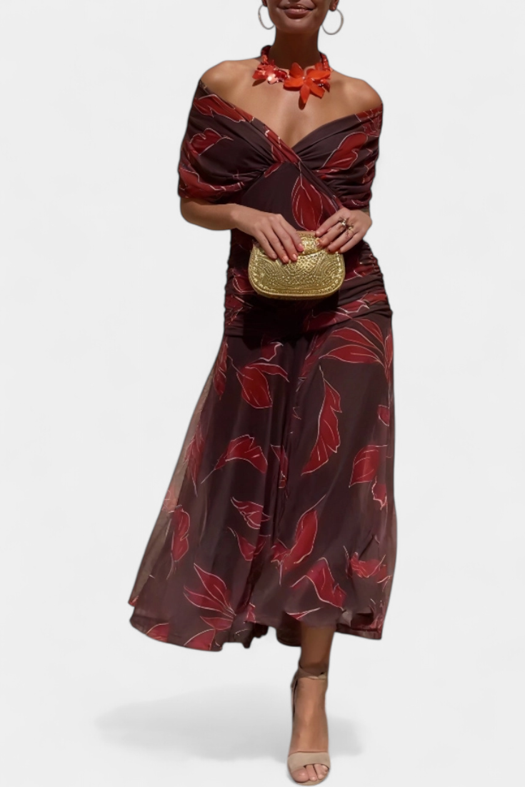 Dawn™ | Long Floral V-Neck Dress