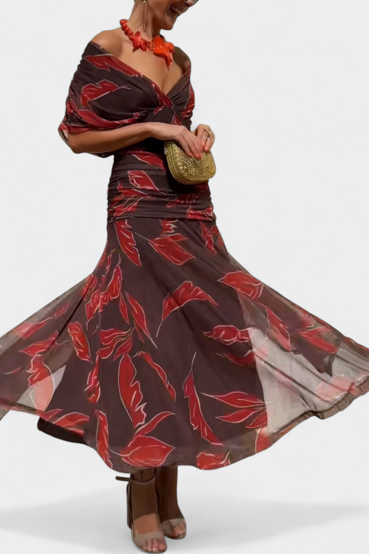 Dawn™ | Long Floral V-Neck Dress