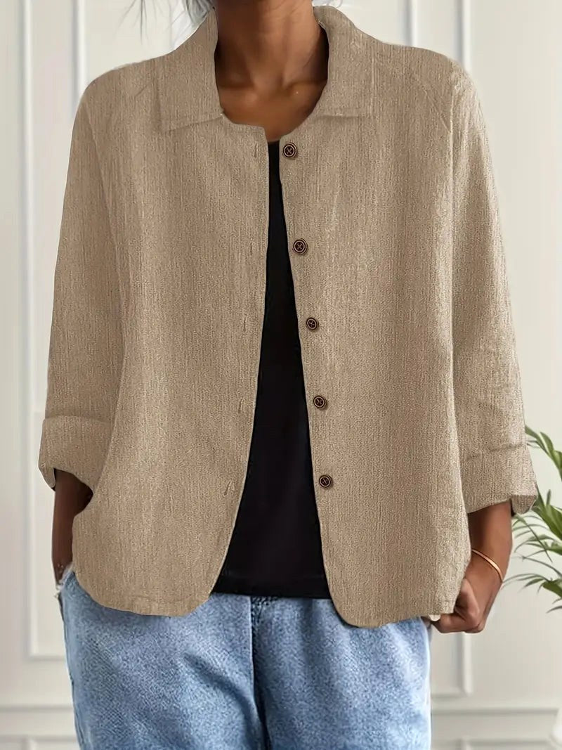Adelheid | Boxy Crinkle-Weave Open Shirt
